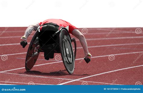 Athlete On Wheelchair On The Running Track Stock Photo Image Of