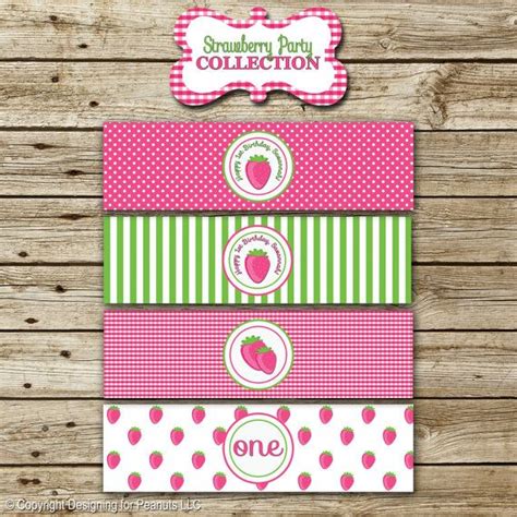 Strawberry Shortcake Inspired Water Bottle Labels Drink Labels