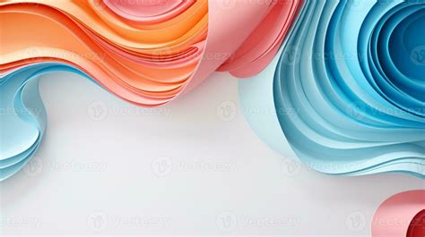 Colorful Paper Waves On White Background Abstract Papercut Design