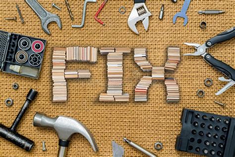 Fix Letters And Repair Tools Background Repair And Renovation Concept