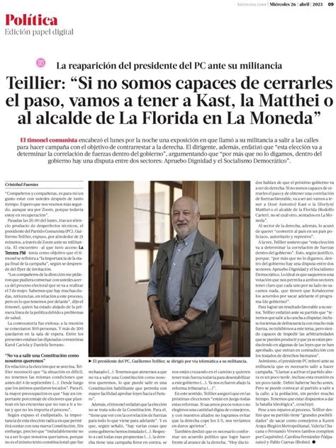 Portadas Chile on Twitter ÚLTIMOMINUTO ℹ EL COMPAÑERO TIENE MIEDO