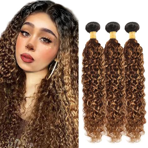 Amazon T1B P427 Water Wave Bundles Human Hair Highlight Bundles