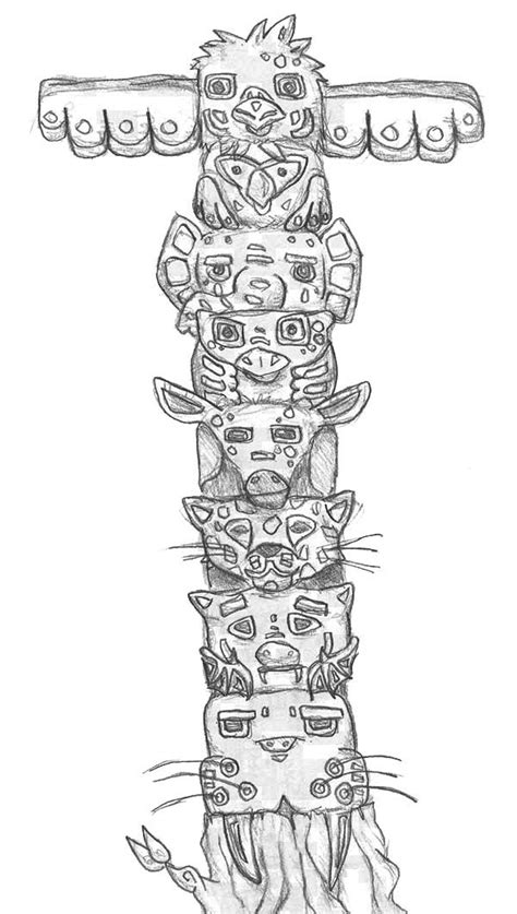 Totem Poles Totem Poles From Giant Cedar Tree Coloring Page Totem