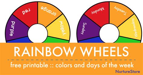 Printable Rainbow Days Of The Week And Color Wheels Nurturestore