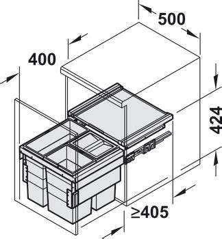 Pull Out Waste Bin Triple Bin Hailo Cargo Synchro H Fele U K Shop