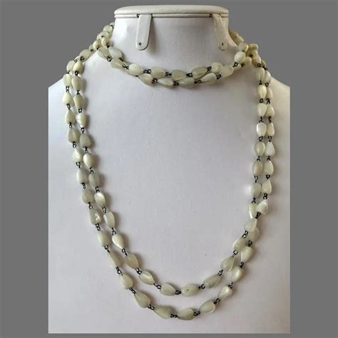 Flapper Length Mother Of Pearl Bead Endless Necklace Ruby Lane