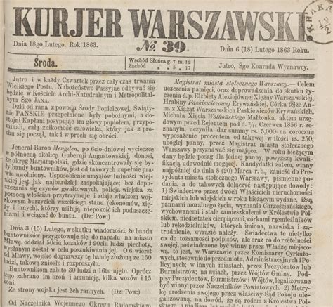 Kurjer Warszawski Nr 123 160 Rocznica Powstania Styczniowego