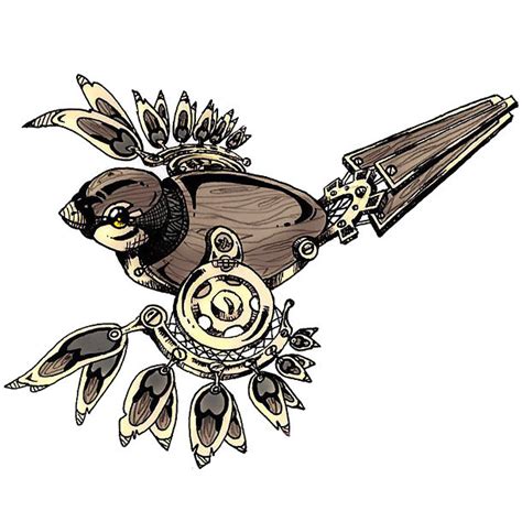 Steampunk Sparrow Bird Tattoo Design