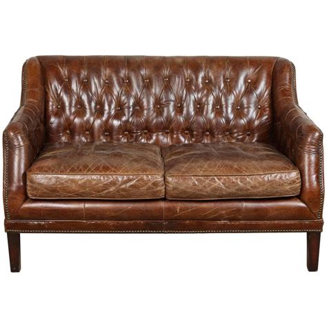 Vintage Tufted Leather Loveseat Vintage Loveseat Leather Loveseat