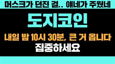 머스크가 던진 걸 얘네가 주웠네 도지코인 내일 밤 10시 30분 큰 거 옵니다 집중하세요 도지코인가격 도지코인목표가