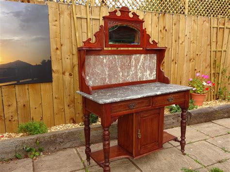 Antique Victorian Edwardian Mahogany Marble Wash Stand With Etsy In