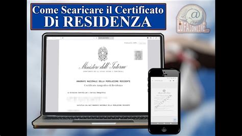 Come Scaricare Il Certificato Di Residenza Da Telefono E Pc Youtube