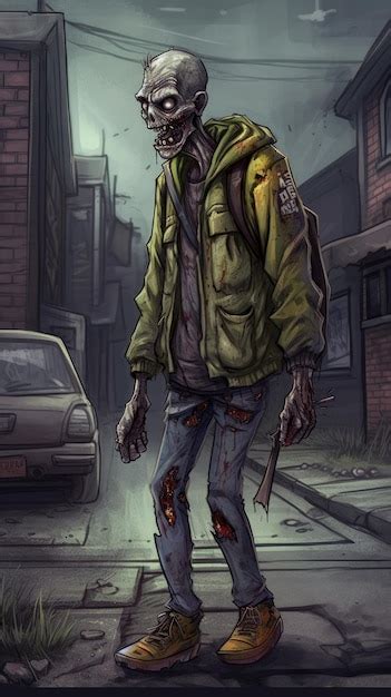 Premium Ai Image Cartoon Realism Zombies In The Street