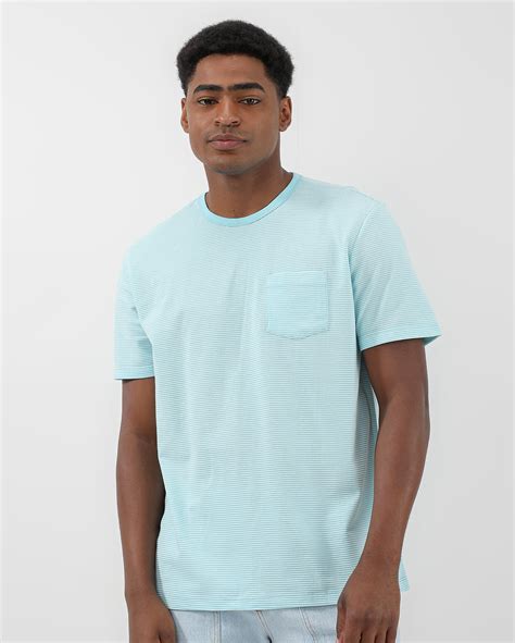 Riachuelo Camiseta Masculina Texturizada Regular Listrada Azul Pool