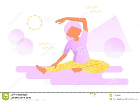 Yoga for the elderly stock vector. Illustration of fitness - 117219634