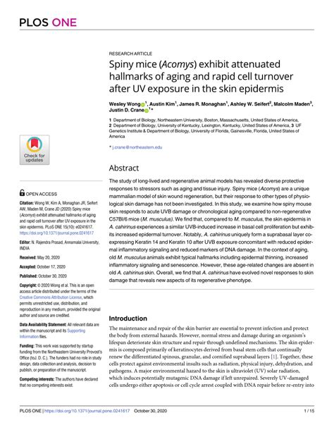 PDF Spiny Mice Acomys Exhibit Attenuated Hallmarks Of Aging And