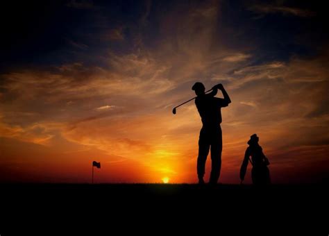 Golfer Swing Sunset