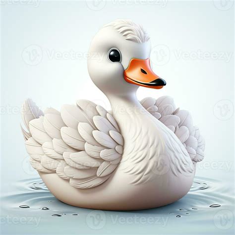 3d Cartoon Beautiful And Cute White Swan Ai 28795328 Stock Photo At