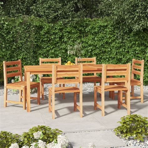 Conjunto de jantar para jardim 7 pcs madeira de teca maciça Loja