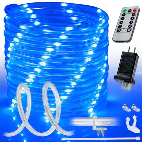 WYZworks 25ft Blue 8 Mode LED Rope Light W Remote Control Outdoor