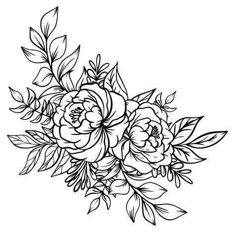 Outline Rose Flower Bouquet Decoration 21627169 Vector Art At Vecteezy