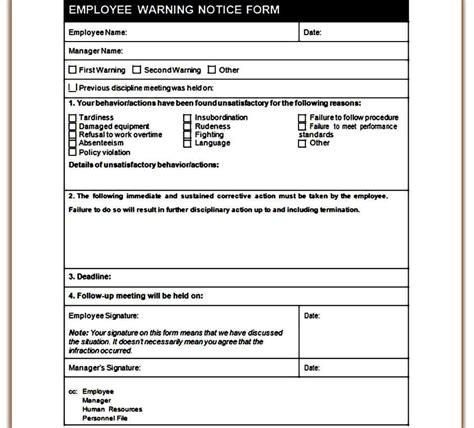 Employee Write Up Form Template Mous Syusa