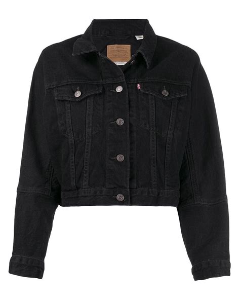 Levi S Cropped Denim Jacket In Black Lyst Lupon Gov Ph