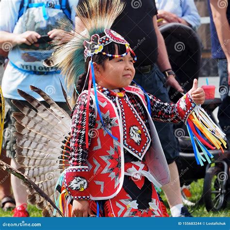 Young Indigenous Dancer At Edmonton`s Heritage Days Editorial Stock