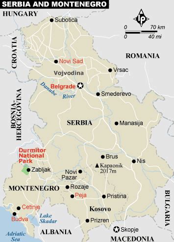 Serbia map EUROPE - Country map of Serbia