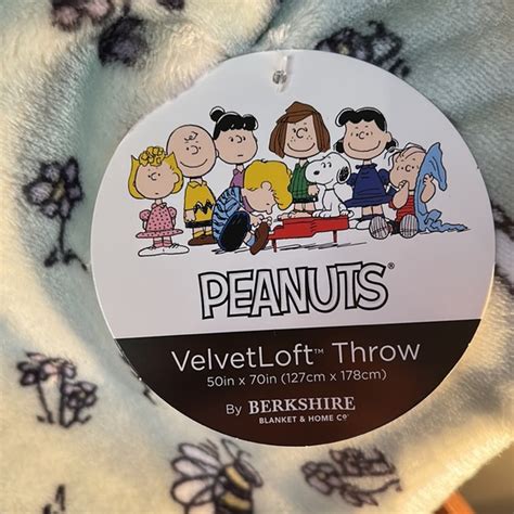 Berkshire Bedding Peanuts Berkshire Snoopy Throw Blanket Sage Green Flowers Bees Woodstock