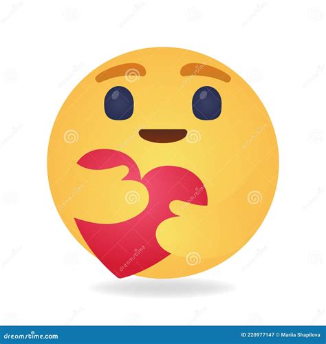 Vector Emoticon Hugging Heart Yellow Emoji Expressing Sympathy Stock