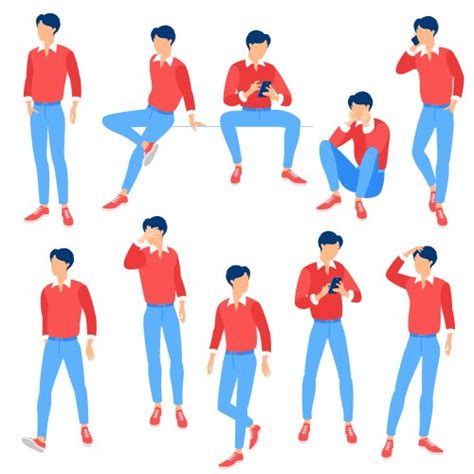 Set Flat Design Woman Character Animation Poses Vector Image