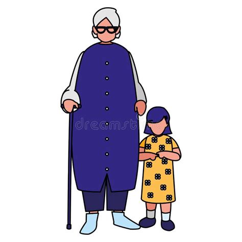 Cute Grandmother With Granddaughter Stock Vector Illustration Of