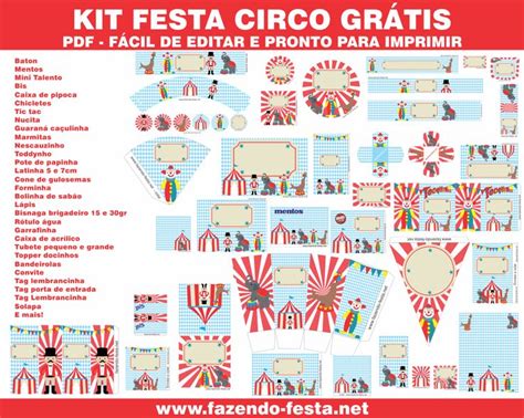 Fazendo Festa Net Kit Festa Infantil Gratuitos Kit Festa Circo