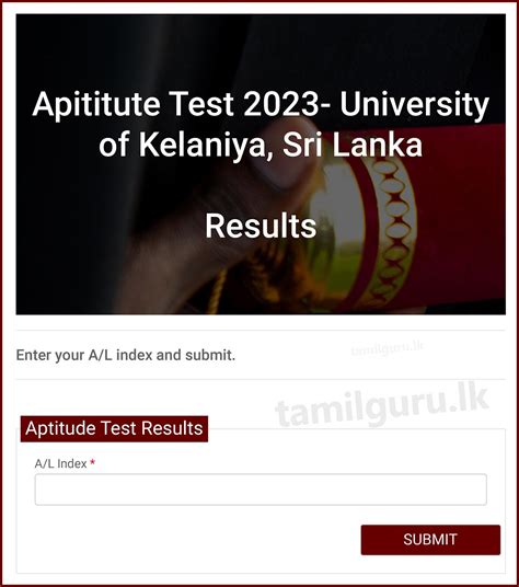 University Of Kelaniya Aptitude Test Results Released 2023