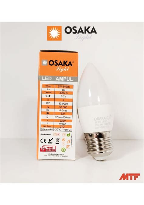 Osaka Led Mum Ampul 6W 230V 540Lm 3000K E27 Led025 Fiyatları ve Özellikleri