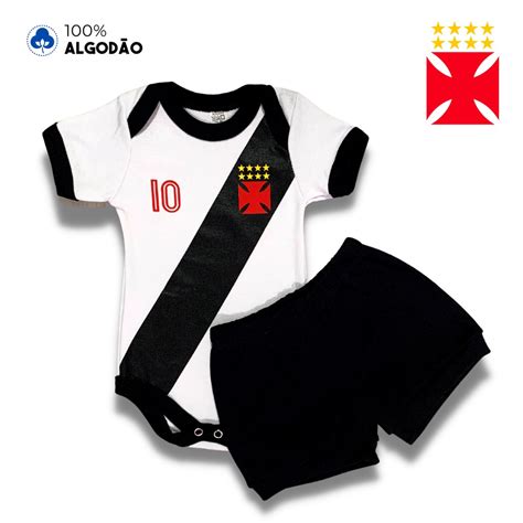 Conjunto Body Bebe Time Futebol Vasco da Gama Vascão Menino e Menina