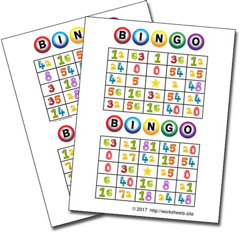 Printable Multiplication Bingo Cards