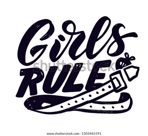 Handwritten Calligraphy Girls Rule Lettering Poster Stock Vector