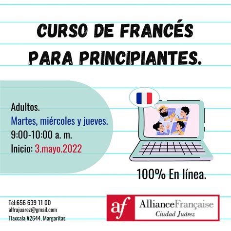 Cursos de mayo 2022 Alianza Francesa de Ciudad Juárez