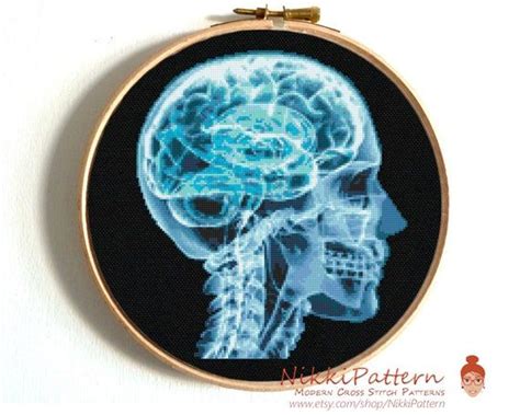 Skull Modern Cross Stitch Pattern X Ray Cross Stitch Human Skull Funny