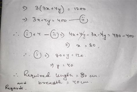 Answer Expert Plz A The Perimeter Of A Rectangle Is 240 Cm If Its