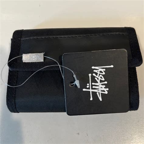 Stussy Accessories Stussy Nylon Wallet Card Holder Black And Orange