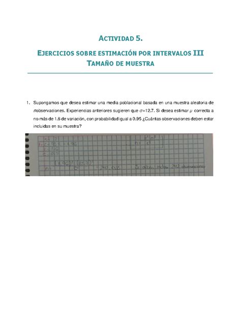 A Incr Ei Actividad Actividad Ejercicios Sobre Estimaci N Por