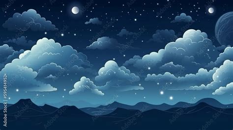 Sky Above The Clouds Melhen Starry Sky Cute Sky Background Illustration Ai Generative Stock