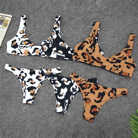 Sexy Leopard Bikinis Micro Bikini Set Push Up Zwei St Ck Biquini