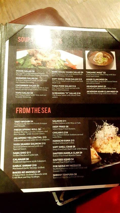 Menu At Naked Fish S Sushi Grill Restaurant Las Vegas