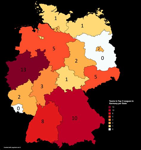 Teams in Bundesliga, 2. Bundesliga and 3. Liga by state : r/Bundesliga