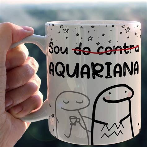 Caneca Personalizada Flork Signo De Aqu Rio Meme Porcelana Aquariana