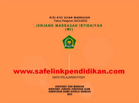 Kisi Kisi Ujian Madrasah Fiqih MI Sesuai KMA 183 Tahun 2022